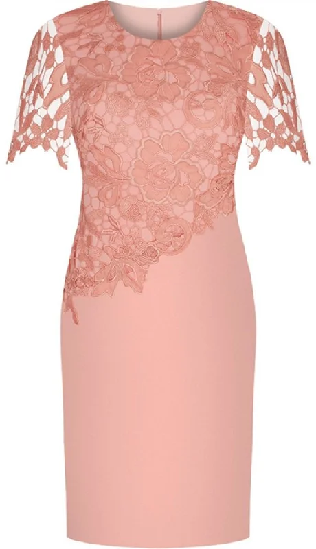 Sheath Round Neck Short Sleeves prom Elastic Satin Short Mother of the Bride Dress with Lace cg2313 Sheath Round Neck Short Sleeves prom Elastic Satin Short Mother of the Bride Dress with Lace cg2313