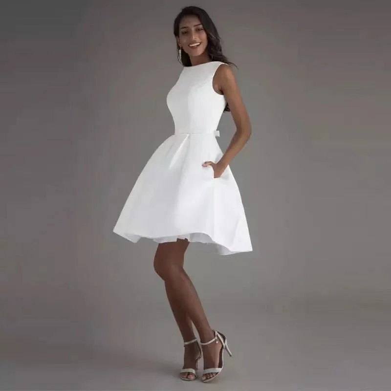 Prom Dresses Graduation Short Wedding Dresses 2022 White Ivory Bridal Dress White Bride Gowns High Quality Satin Wedding Party Dresses Prom Dresses Graduation Short Wedding Dresses 2022 White Ivory Bridal Dress White Bride Gowns High Quality Satin Wedding Party Dresses