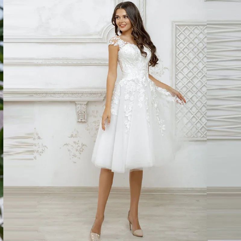Cinessd Back to school outfit Short Wedding Dresses 2022 White For Women Cap Sleeve Lace Appliques Boho Bridal Dress Custom Made Princess Cute Robe De Mariée Cinessd Back to school outfit Short Wedding Dresses 2022 White For Women Cap Sleeve Lace Appliques Boho Bridal Dress Custom Made Princess Cute Robe De Mariée