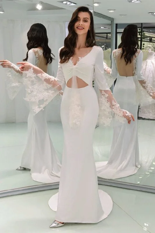 Simple Gorgeous Sexy V-Neck Backless Appliques Mermaid Prom Dress Wedding Dress cg4471 Simple Gorgeous Sexy V-Neck Backless Appliques Mermaid Prom Dress Wedding Dress cg4471