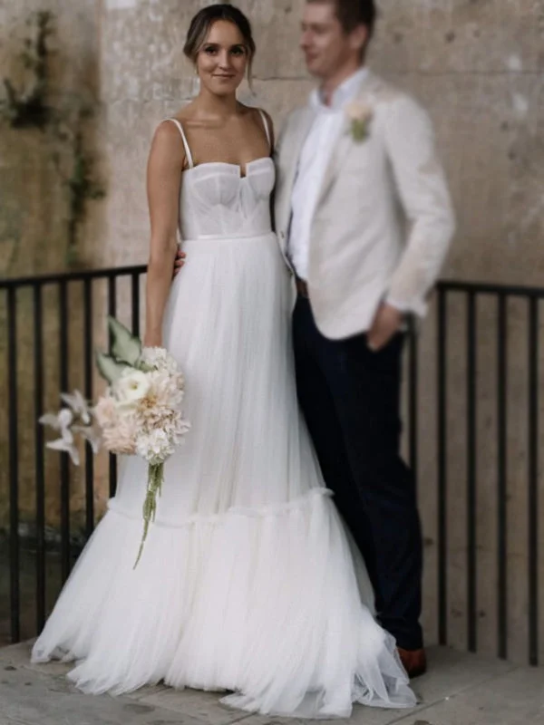Affordable wedding dresses under $500 -Simple Half Sweetheart Spaghetti Strap A-line Long Wedding Dress, WD3044 Affordable wedding dresses under $500 -Simple Half Sweetheart Spaghetti Strap A-line Long Wedding Dress, WD3044