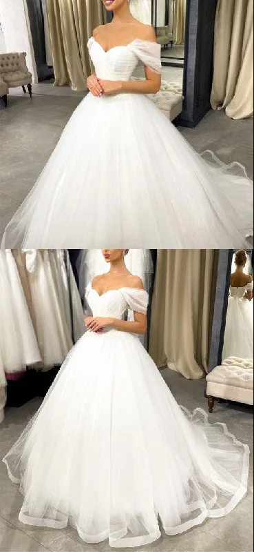 Simple princess wedding dresses tulle off the shoulder ball gown prom dress for women cg22014 Simple princess wedding dresses tulle off the shoulder ball gown prom dress for women cg22014