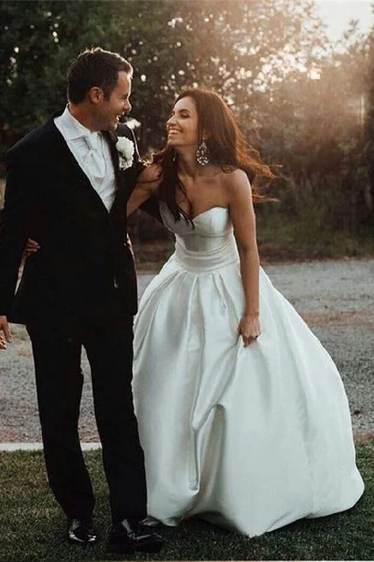 Simple Sweetheart Satin Wedding Dress with Bowknot, Cheap Beach Wedding Dress Prom Dresses cg20359 Simple Sweetheart Satin Wedding Dress with Bowknot, Cheap Beach Wedding Dress Prom Dresses cg20359