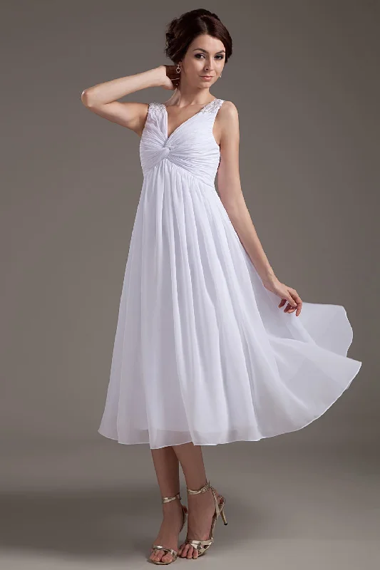 Elegant wedding dress with long satin train -White Chiffon V-neck Open Back Beach Wedding Dresses W8 Elegant wedding dress with long satin train -White Chiffon V-neck Open Back Beach Wedding Dresses W8