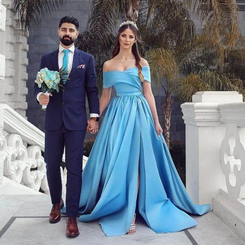 Cinessd Back to school Smileven Satin Princess Wedding Dresses 2022 Off The Shoulder High Split Wedding Bride Gowns Vestido De Noiva Cinessd Back to school Smileven Satin Princess Wedding Dresses 2022 Off The Shoulder High Split Wedding Bride Gowns Vestido De Noiva