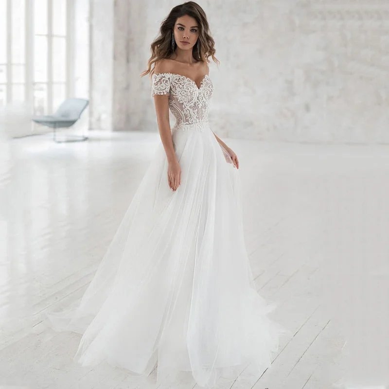 Cinessd Back to school Smileven Wedding Dress Off The Shoulder Appliqued Bride Dresses A Line Elegant Lace Wedding Bridal Gowns 2022 Cinessd Back to school Smileven Wedding Dress Off The Shoulder Appliqued Bride Dresses A Line Elegant Lace Wedding Bridal Gowns 2022