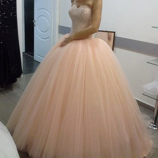 Sparkly Crystal Beaded Sweetheart Peach Tulle Wedding Dresses Ball Gowns prom dress cg9796 Sparkly Crystal Beaded Sweetheart Peach Tulle Wedding Dresses Ball Gowns prom dress cg9796