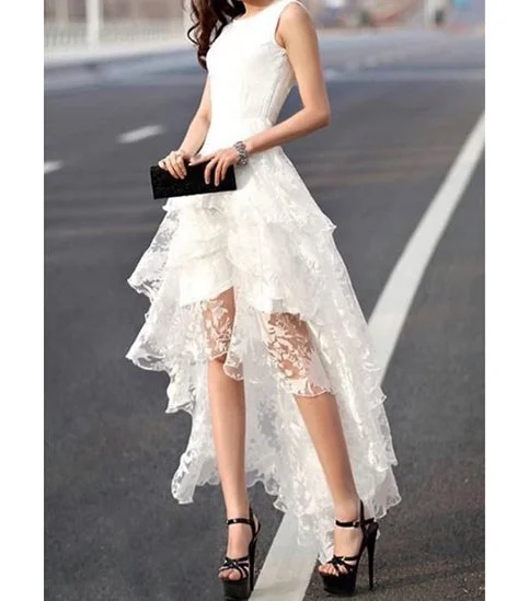 High Low Wedding Dresses A-line Asymmetrical Ivory Sexy Lace Bridal Gown Party Dress c2849 High Low Wedding Dresses A-line Asymmetrical Ivory Sexy Lace Bridal Gown Party Dress c2849