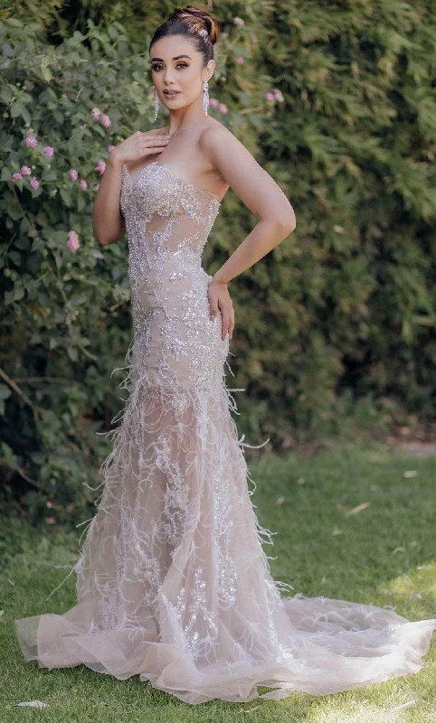 Wedding dress with lace overlay for delicate feel -Terani Couture 232GL1444 - A-Line Evening Gown Wedding dress with lace overlay for delicate feel -Terani Couture 232GL1444 - A-Line Evening Gown