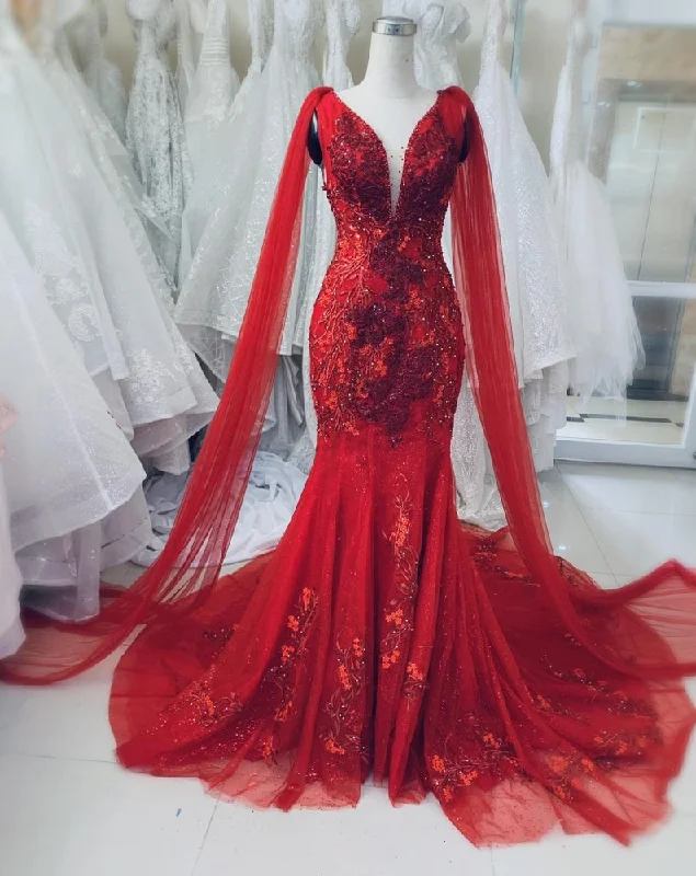 Unique Red Vintage Wedding Dress, Made to Measure Wedding Dress, Princess Bridal Gown Mermaid Prom Dress C2254 Unique Red Vintage Wedding Dress, Made to Measure Wedding Dress, Princess Bridal Gown Mermaid Prom Dress C2254