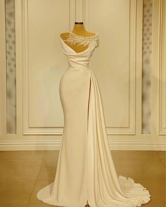 Wedding dress for woman off white Prom Dress Evening Dress Retro Simple Evening Dress Pearl Wedding Dress c2463 Wedding dress for woman off white Prom Dress Evening Dress Retro Simple Evening Dress Pearl Wedding Dress c2463