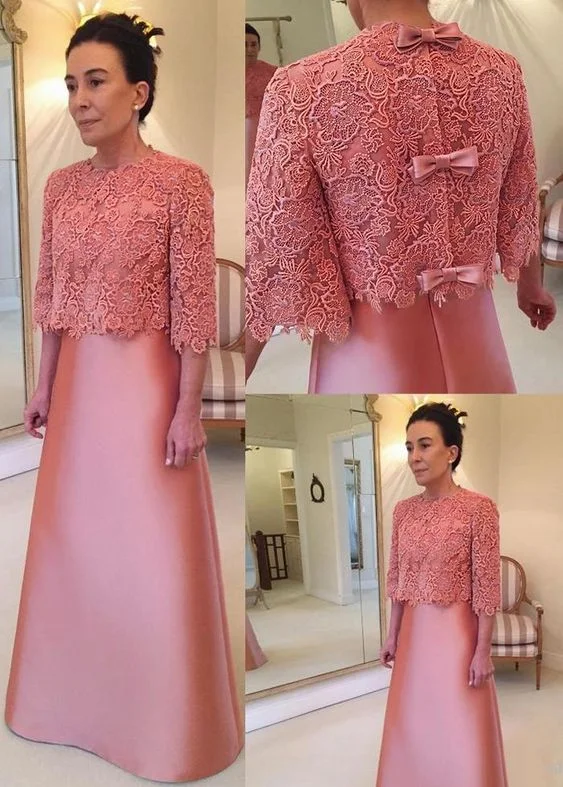 Wedding Dress Simple, Modest Satin & Lace Jewel Neckline A-line Mother Of The Bride prom Dress cg8168 Wedding Dress Simple, Modest Satin & Lace Jewel Neckline A-line Mother Of The Bride prom Dress cg8168