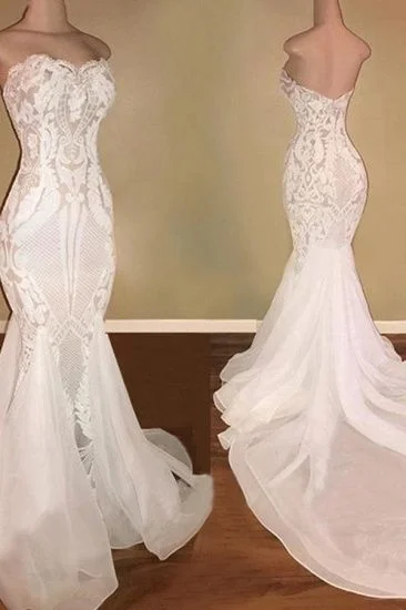 White Mermaid Wedding Dresses With Appliques Tulle Ruffles Bridal Gowns Prom Dress cg22386 White Mermaid Wedding Dresses With Appliques Tulle Ruffles Bridal Gowns Prom Dress cg22386