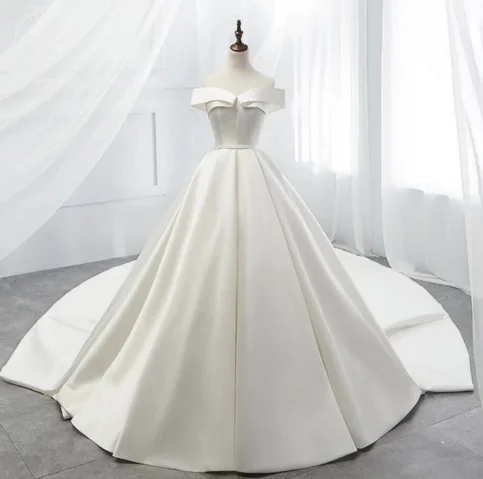 White off shoulder satin long prom dress, white evening dress, white wedding dress, white formal dress cg2789 White off shoulder satin long prom dress, white evening dress, white wedding dress, white formal dress cg2789